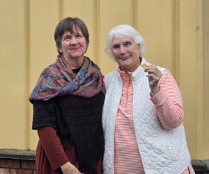 We have the keys! Heidi and Linda with the store keys